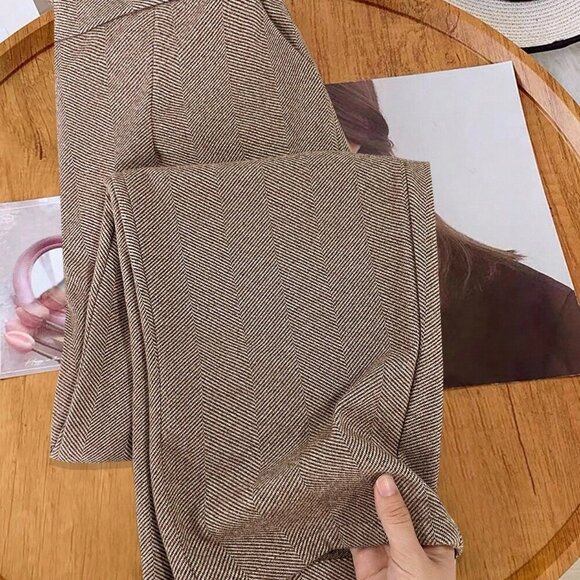 Pants - Coffee Brown Casual Women's Slim Fit Long Suit Pants